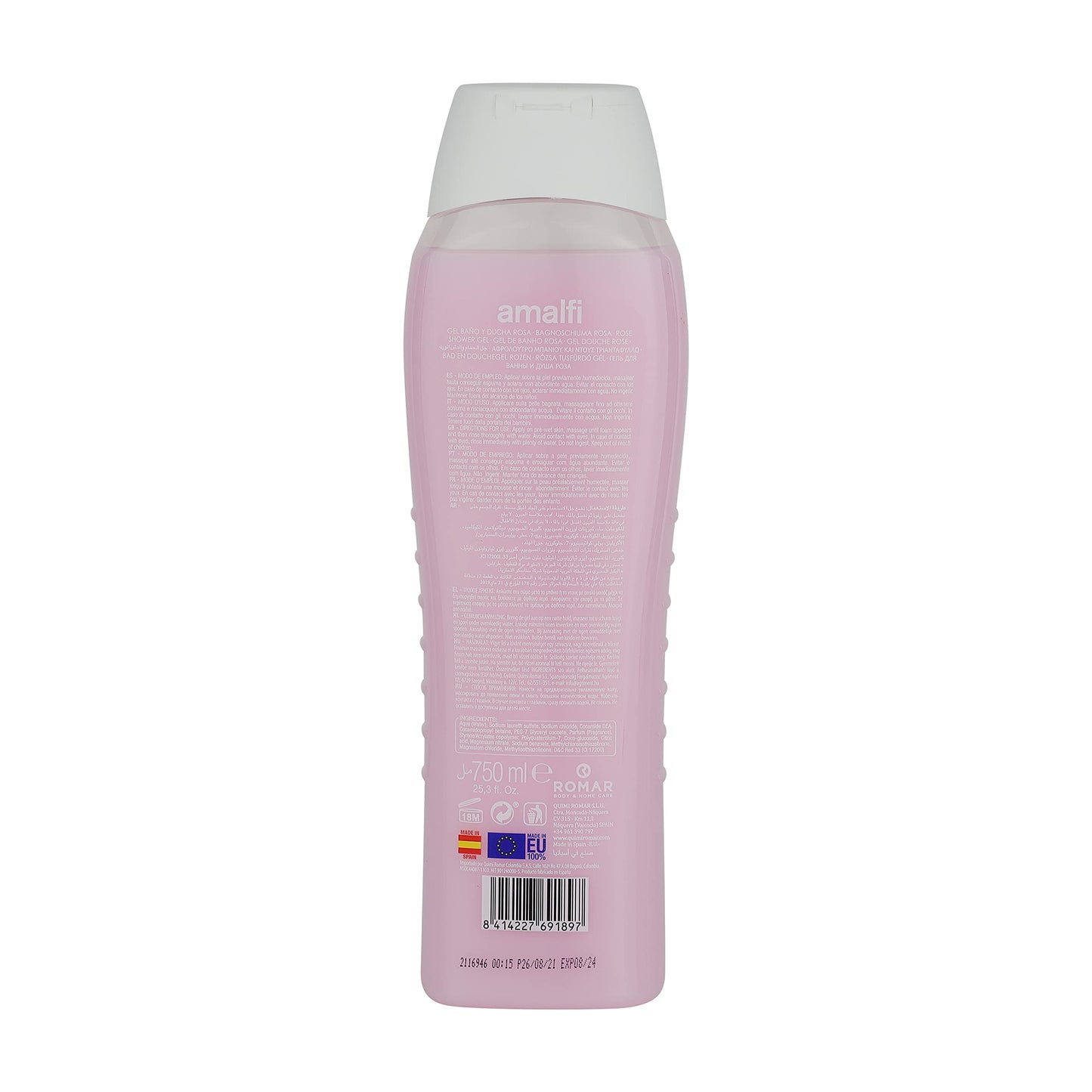 Amalfi Dermo Care Bagnoschiuma Rosa, 750 ml