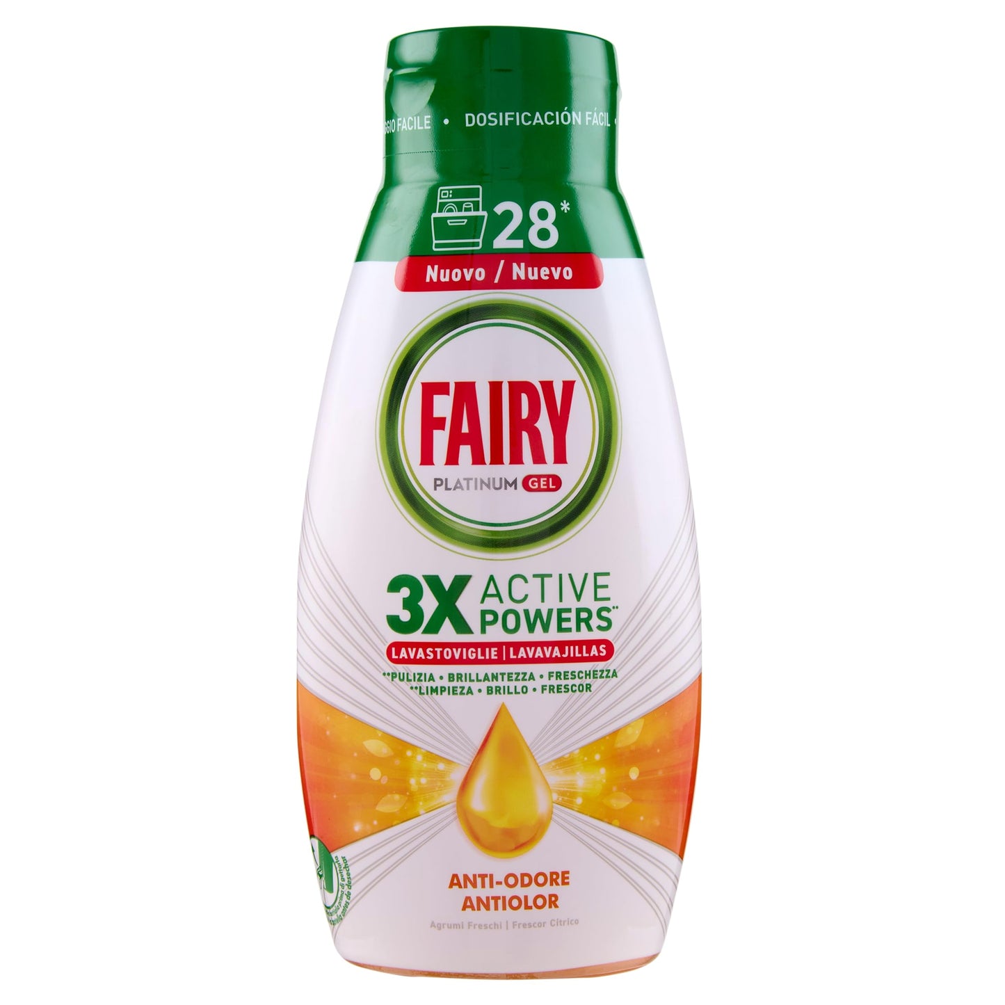 Fairy Gel Lavastoviglie Antiodore 504ml 28 Lavaggi, 504ml