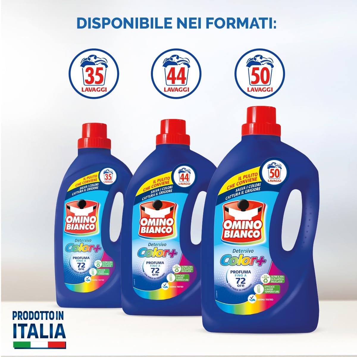 Omino Bianco - Detersivo Lavatrice Liquido Color+, 50 Lavaggi, Specifico per Capi Colorati, Tecnologia Salva i Colori e Cattura il Grigiore, 2000 ml