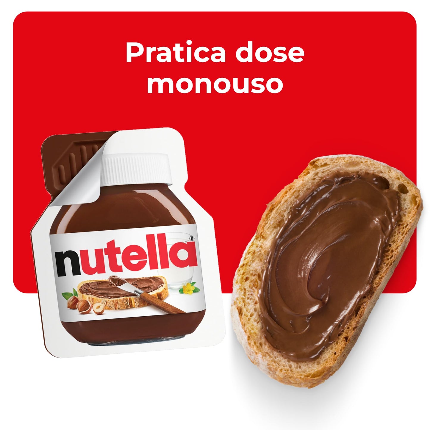 Nutella Monoporzione - Crema Spalmabile alle Nocciole e Cacao, Senza Glutine, Conservanti e Grassi Idrogenati, Ideale a Colazione, 6 Confezioni da 15 gr