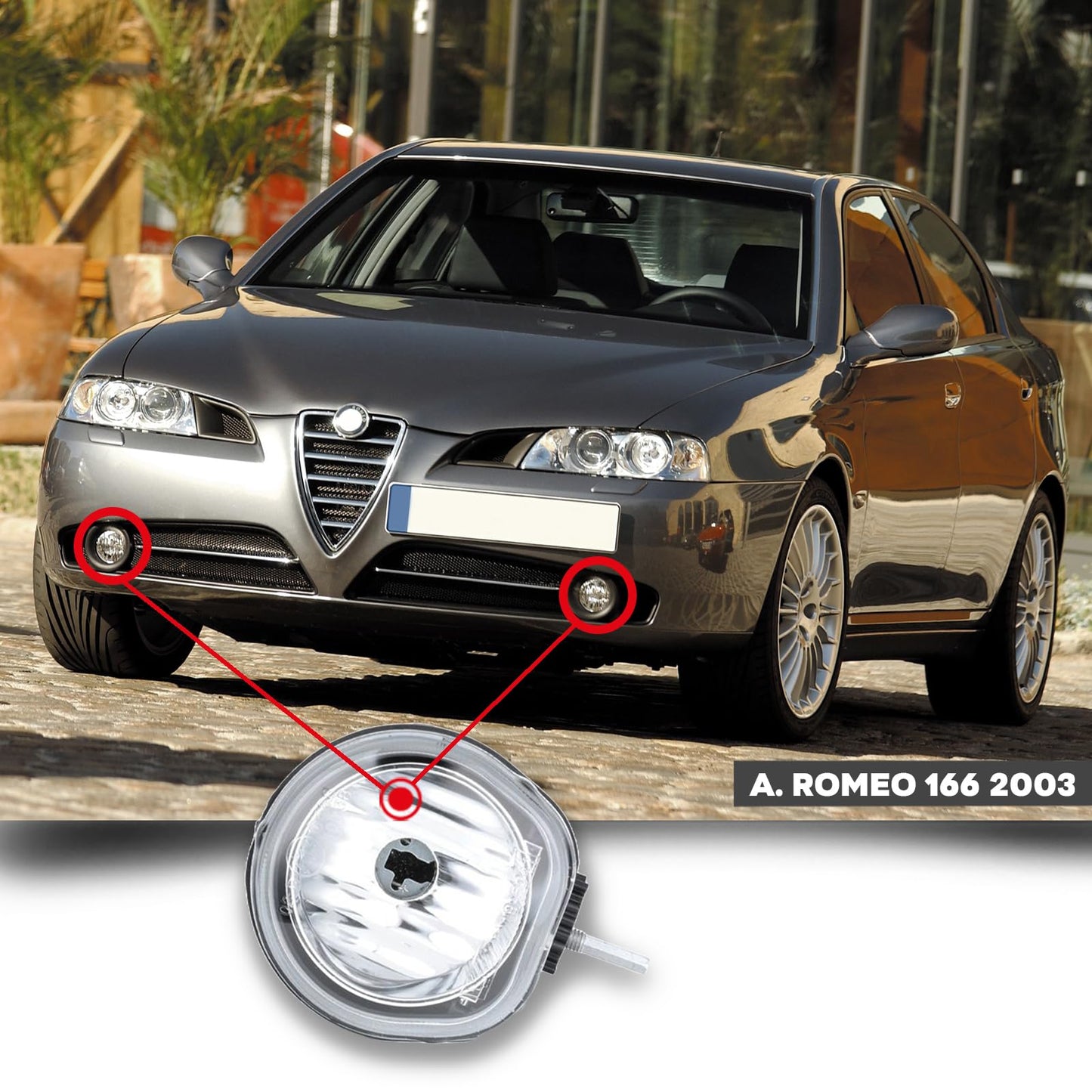 CG94 - Fendinebbia Compatibile per Auto A. ROMEO 166 2003 DX=SX