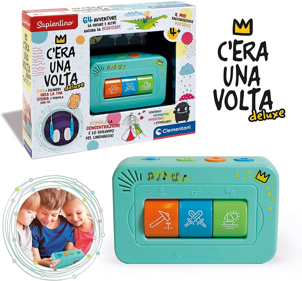 Clementoni - 17435 - Sapientino - C'era Una Volta Deluxe, racconta storie per Bambini 4 Anni interattivo, Storyteller, Gioco educativo elettronico, Cuffie Incluse