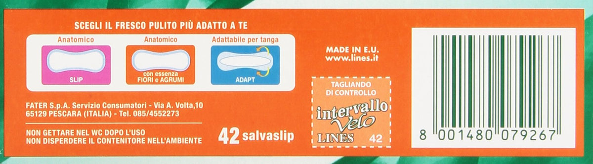 Lines - Salvaslip Intervallo Velo, Anatomico, Fresco Pulito In 1Mm, Con Delicata Essenza Fiori E Agrumi - Confezione da 42 - [confezione da 4]