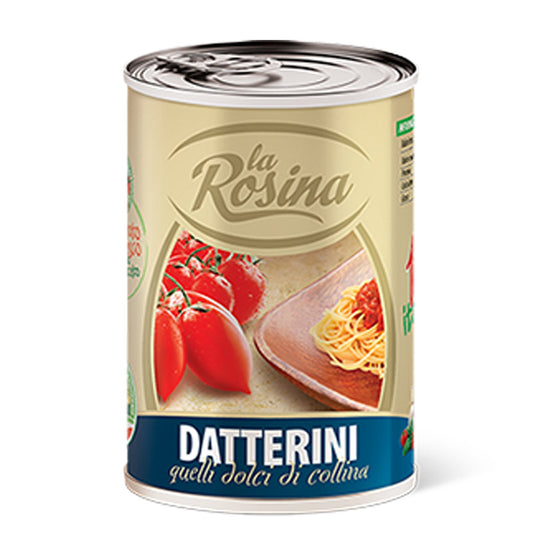 24 x POMODORINI DATTERINI LA ROSINA 400gr BARATTOLO LATTINA POMODORO PELATI CASSA