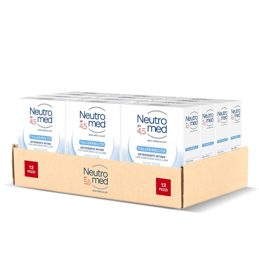 Neutromed Detergente Intimo Tollerabilità, con Complesso Micellare, Azione Riequilibrante, pH 4.5, 12 Pezzi x 200 ml