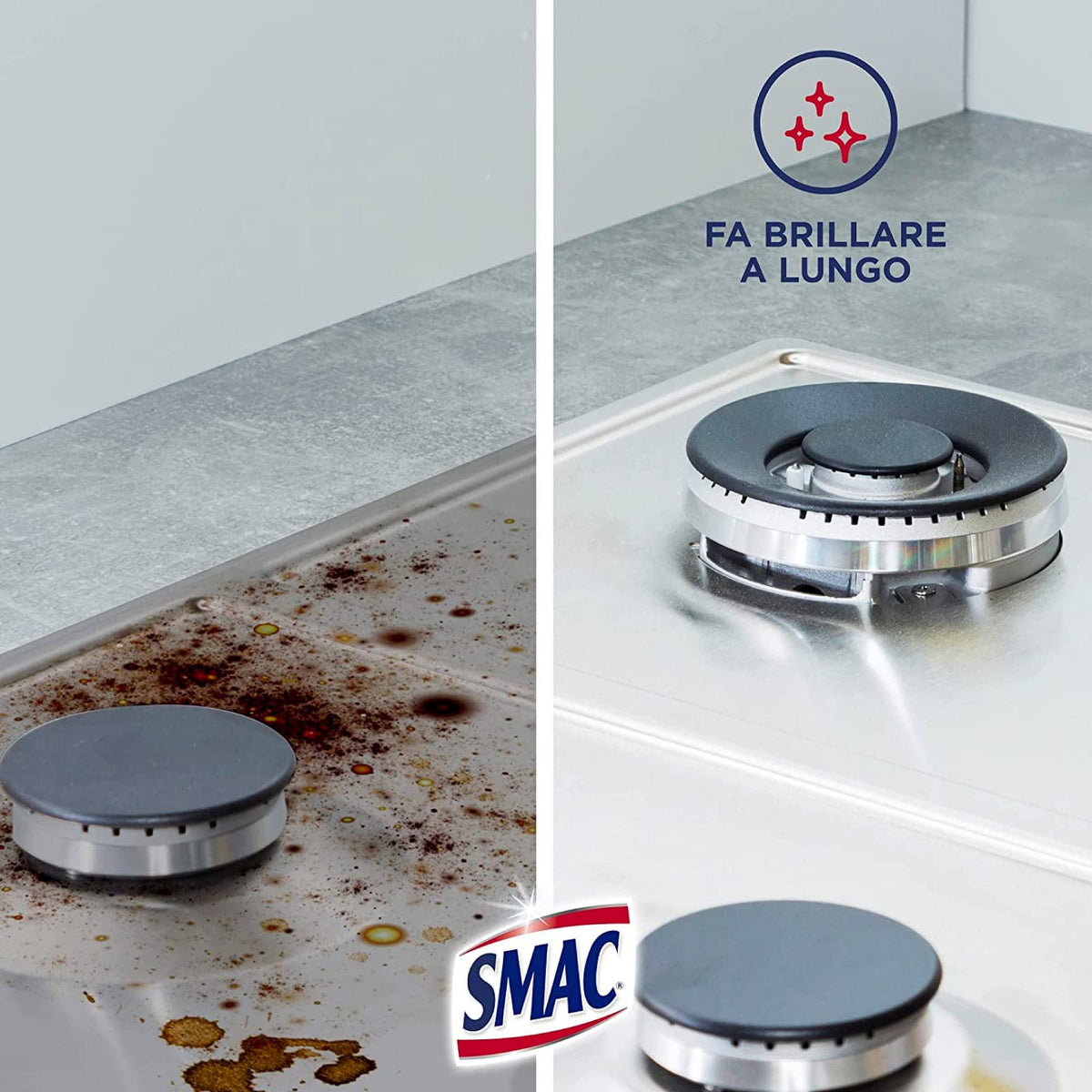 Smac - Brilla Acciaio, Detergente Spray, Azione Anticalcare e Lucidante, con Barriera Protettiva, 520 ml x 4 Pezzi