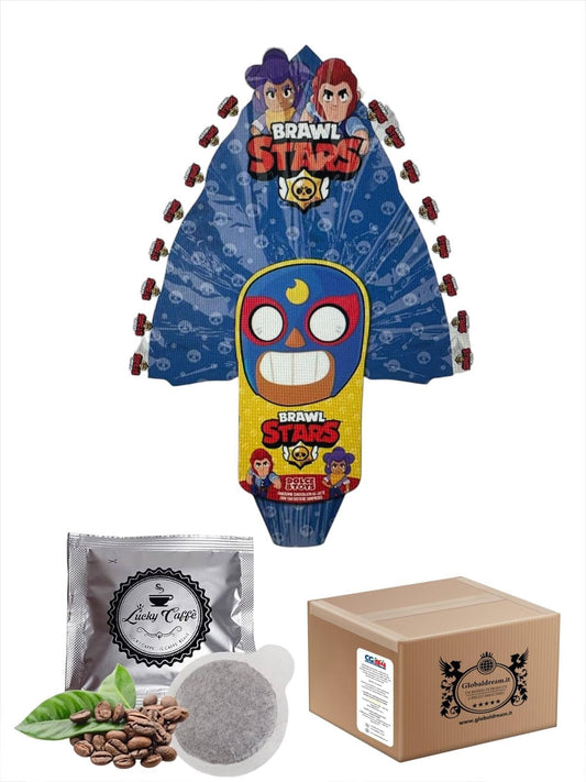 CG94 UOVO DI PASQUA NOVITA' 2025 ! personaggio Braw-l Star-s Cioccolato Al Latte Finissimo PESO 250 GR+ OMAGGIO 2 CIALDE LUCKY CAFFE