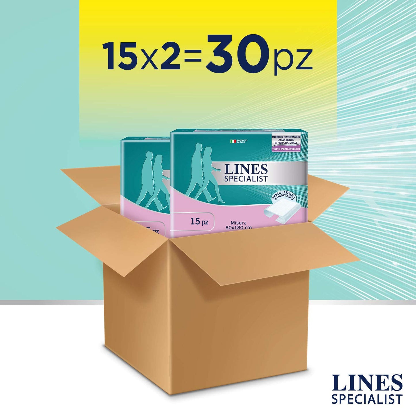 Lines specialist traversa 80x180 cm x 30 pezzi - 2 confezioni da 15 pezzi