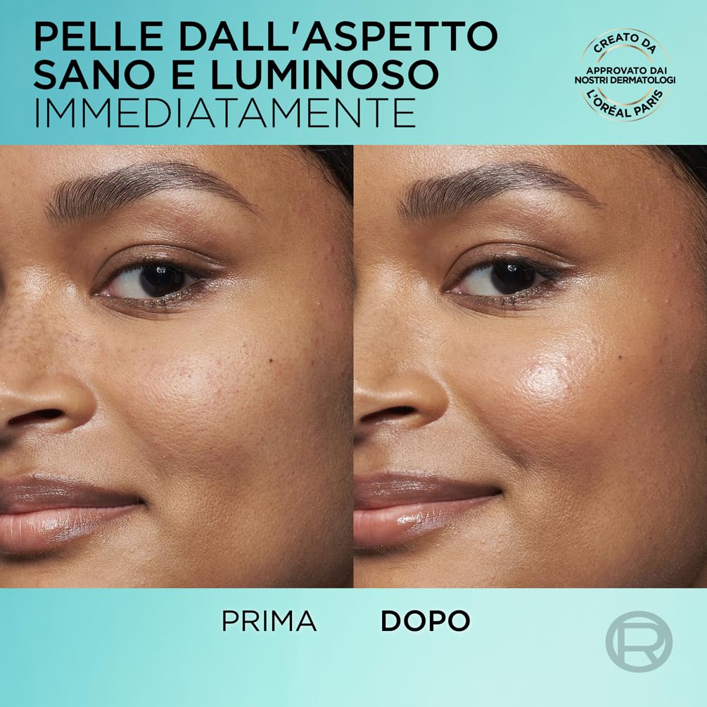 L'Oréal Paris Fluido UV Anti-Macchie, Per Tutti i Tipi di Pelle, Incarnato Luminoso, Macchie Scure e imperfezioni Meno Visibili, Con Niacinamide e SPF50, Bright Reveal, Tonalità: Medium, 50 ml