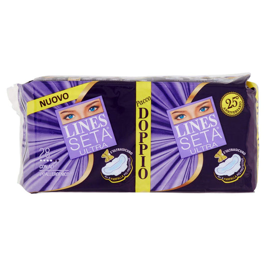 Lines Seta, Assorbenti Ultra con Ali - 28 Pezzi