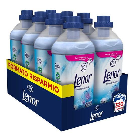 Lenor Ammorbidente Lavatrice Concentrato, 320 Lavaggi (8 x 40), Risveglio Primaverile, Maxi Formato, Profuma Ogni Notte fino a una Settimana