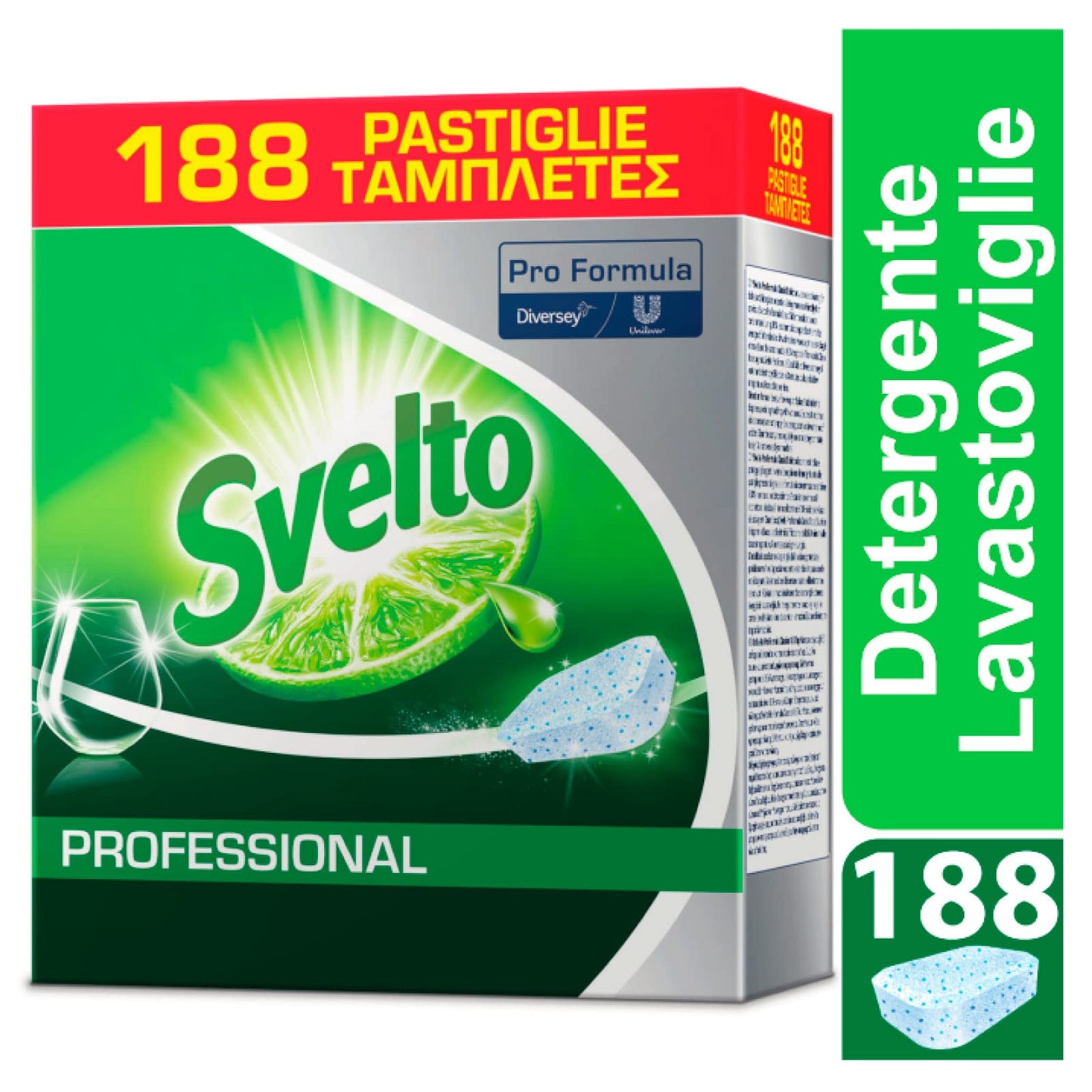 Svelto Professional Detersivo Classico in Pastiglie per Lavastoviglie Pro Formula Eco Detergente - Confezione da 188 Tabs