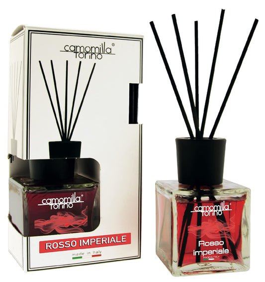 Diffusore di Profumo a Bastoncini 100 ml. Cubo "Camomilla Torino" Italy (rosso imperiale)