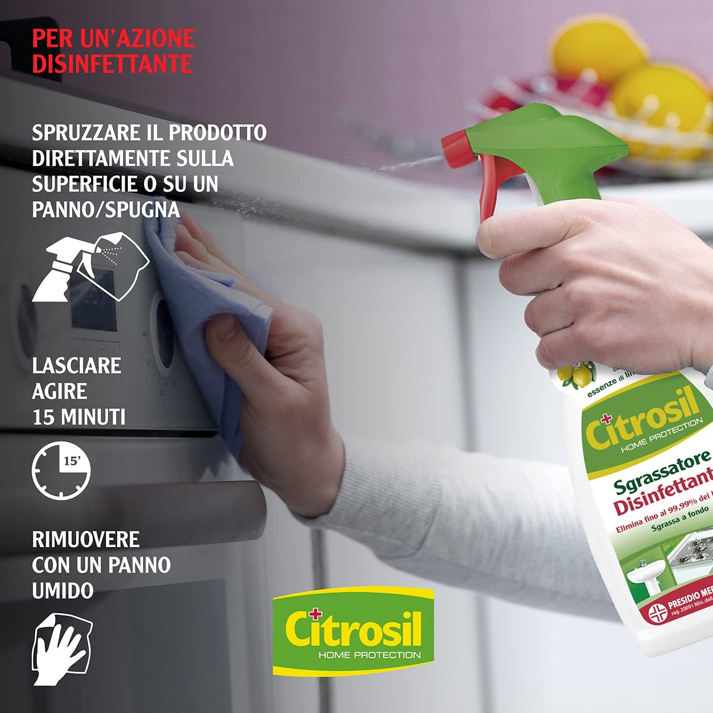 Citrosil Home Protection - Sgrassatore Disinfettante con Vere Essenze di Limone, 650 ml