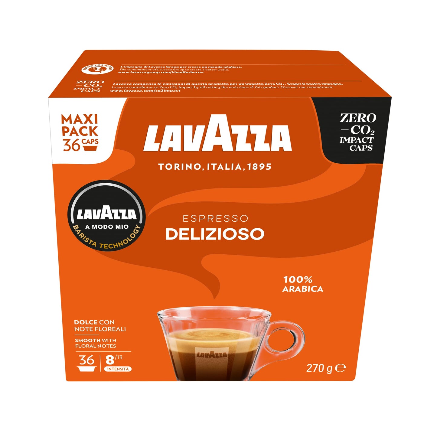 Lavazza A Modo Mio Espresso Delizioso, 360 Capsule, Tostatura Media, 10 Confezioni da 36 Capsule