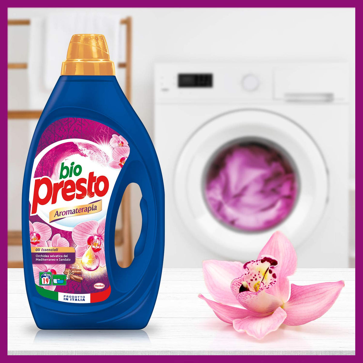 Bio Presto Liquido, Detersivo Lavatrice Liquido, Aromaterapia alla Orchidea, confezione risparmio 6 x 19 Lavaggi (114 lavaggi)