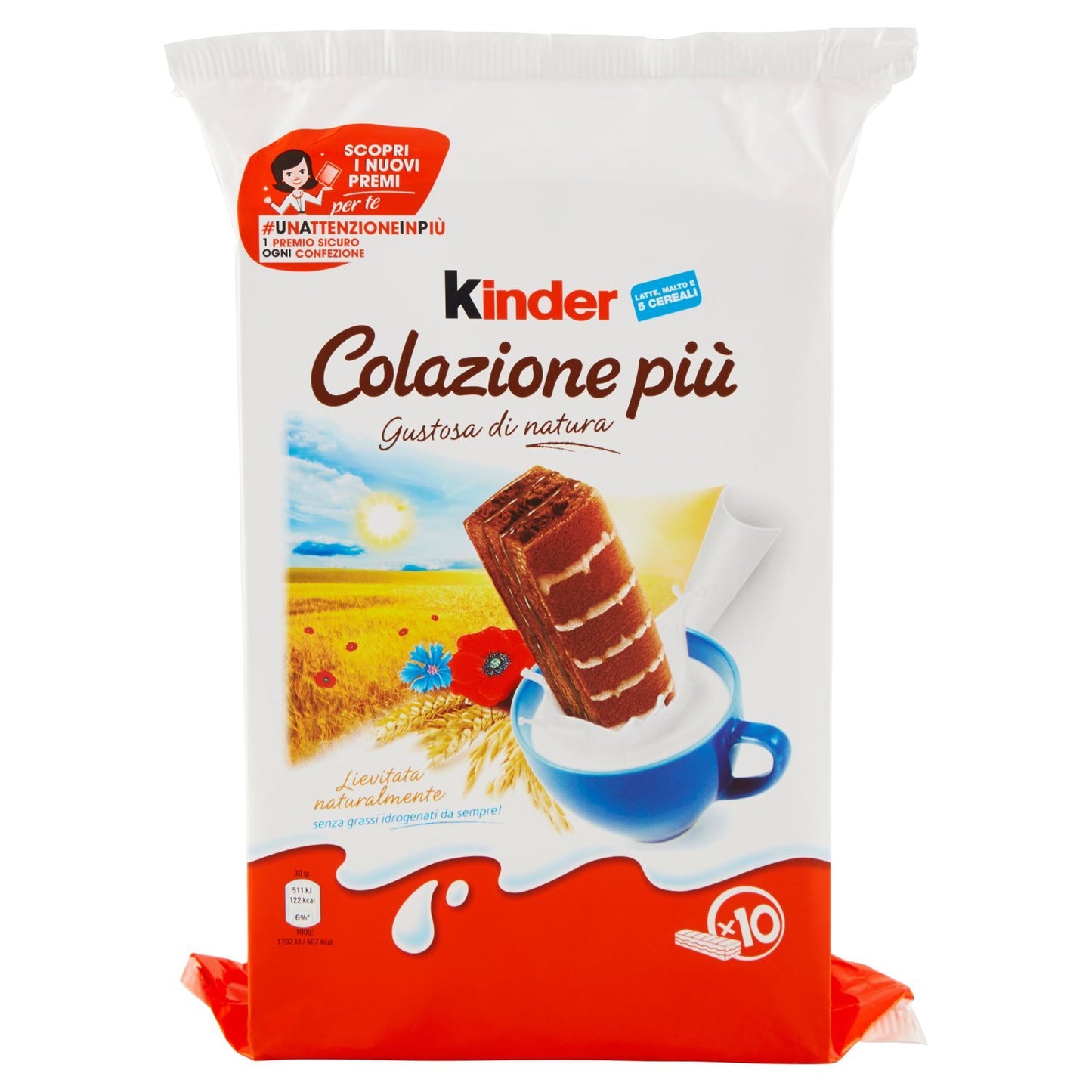 Kinder Colazione Più - 4 confezioni da 10 snack [40 snack, 1200 g]