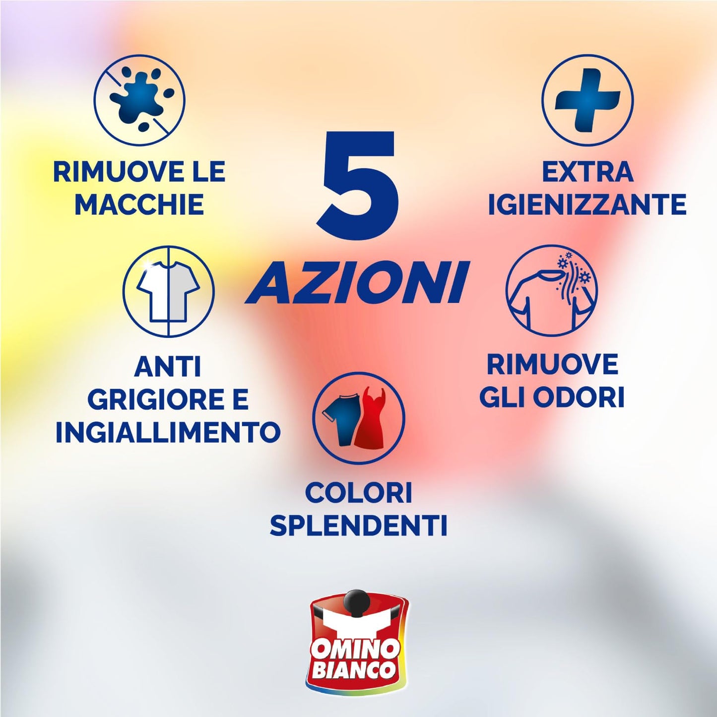 Omino Bianco Additivo Smacchiante Gel 5 Azioni in 1 per Bucato Igienizzante anche per Basse Temperature - 3 flaconi da 900 ml