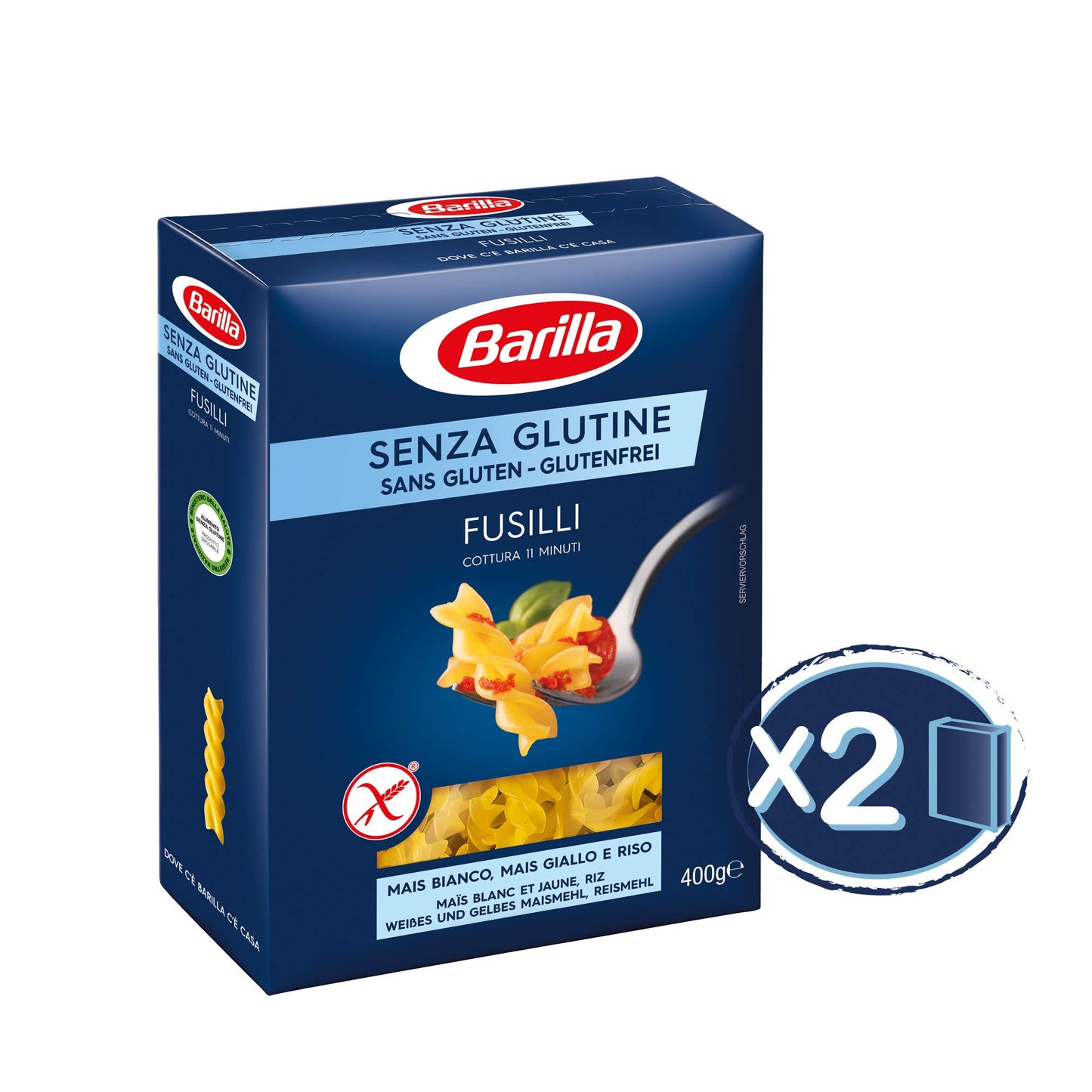 Barilla Variety Pack Senza Glutine, Confezione Composta da 4 Pack di Penne Rigate Senza Glutine 400g, 2 Pack Fusilli Senza Glutine 400g e 3 Pack Spaghetti Senza Glutine 400g