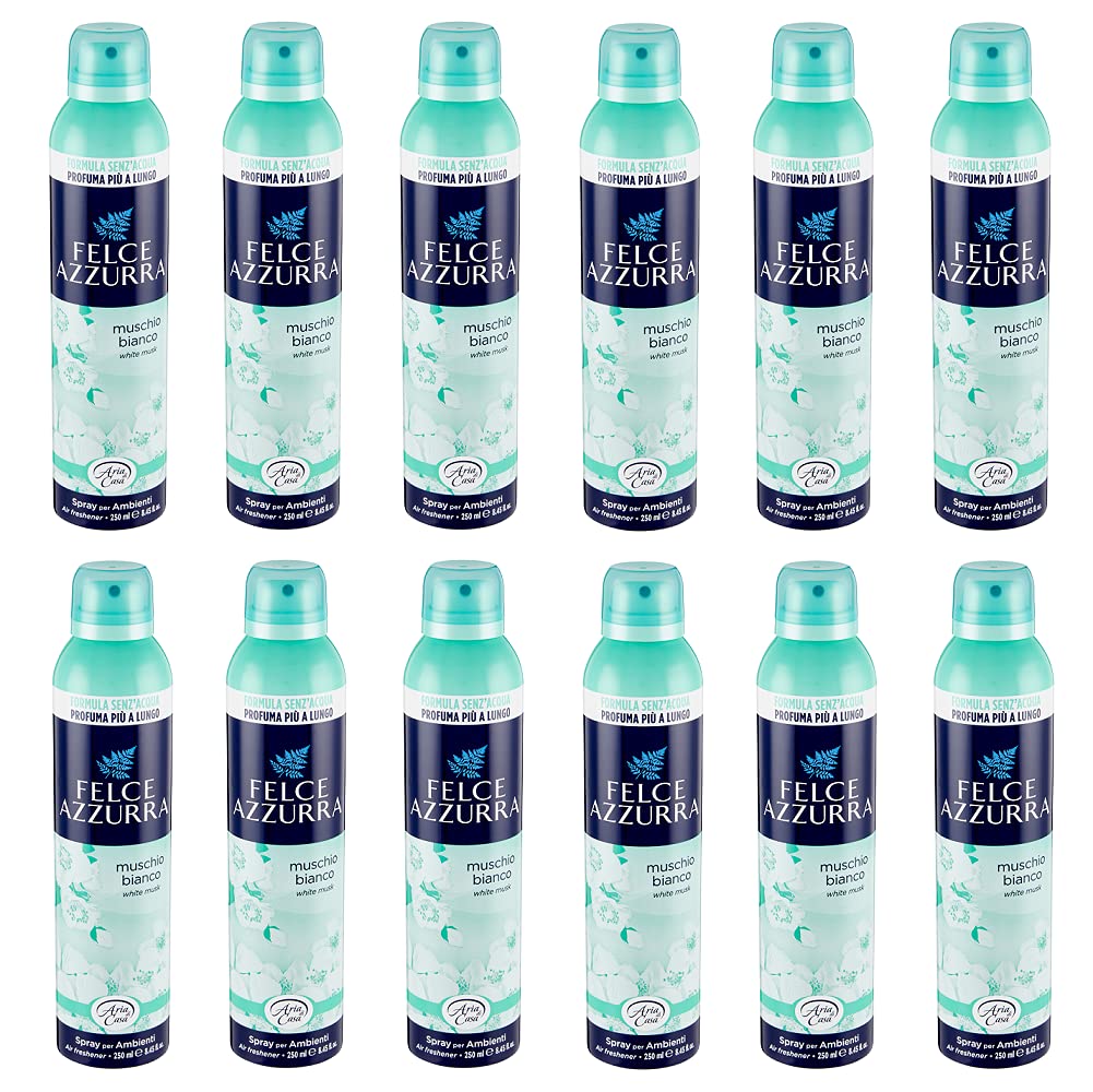 Felce Azzurra 12x Spray per Ambienti Muschio Bianco Stanza Spray Muschio Bianco 250ml