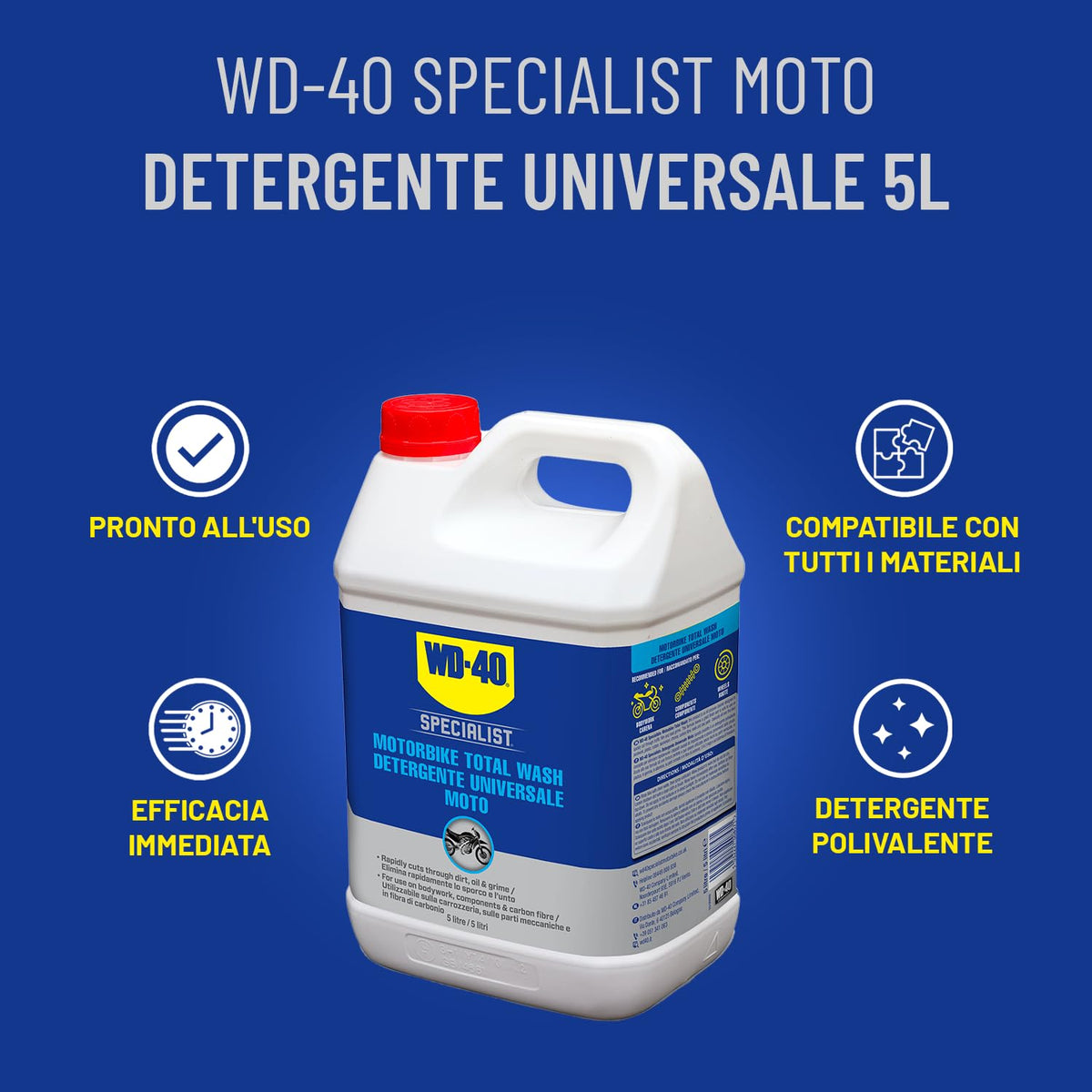 WD-40 - Specialist - Detergente Universale Moto - Pronto all’uso - Adatto per fibra di carbonio, titanio, alluminio, acciaio, gomma, plastica