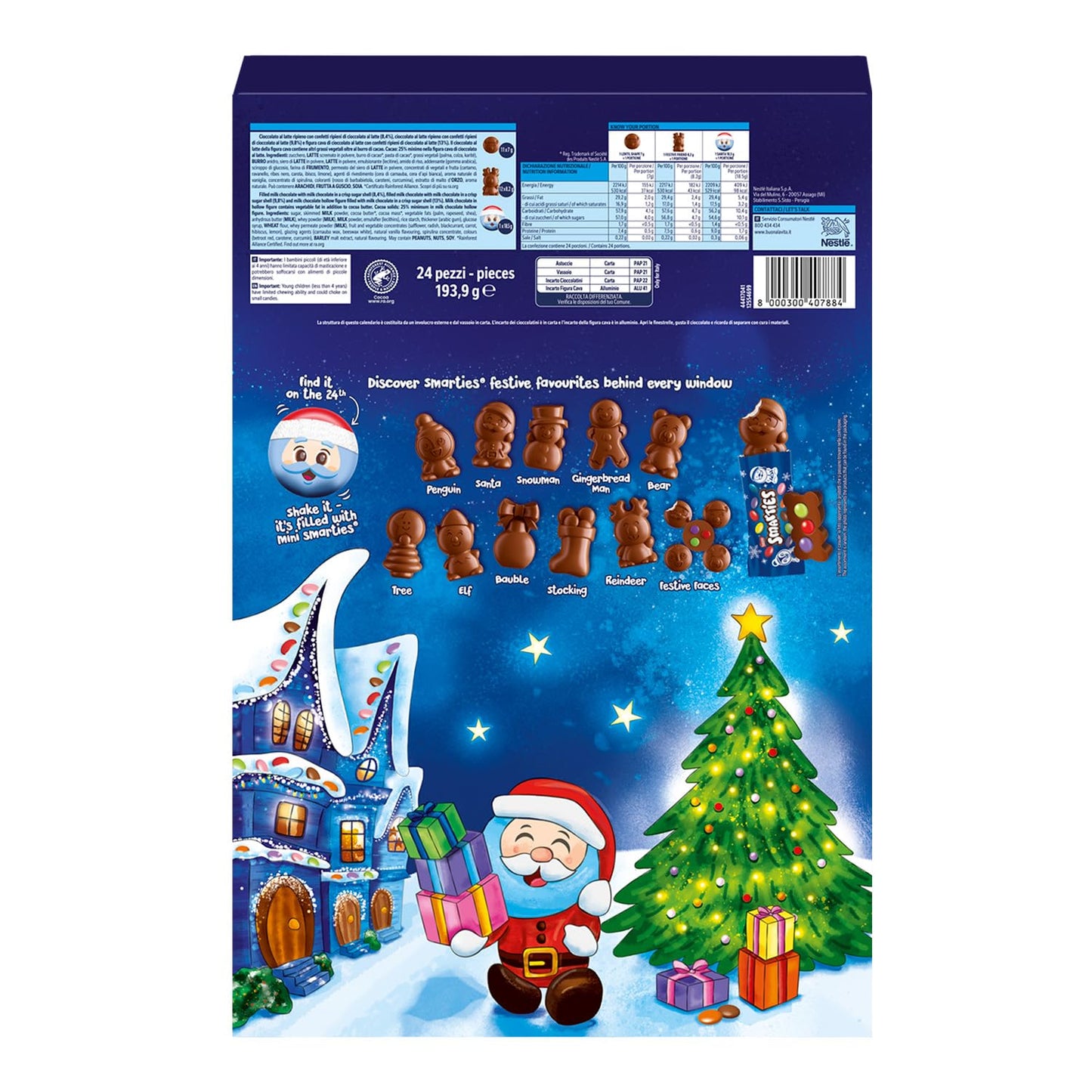 SMARTIES Calendario Avvento 2025 Personaggi di Cioccolato al Latte con Confetti al Cioccolato 193,9g