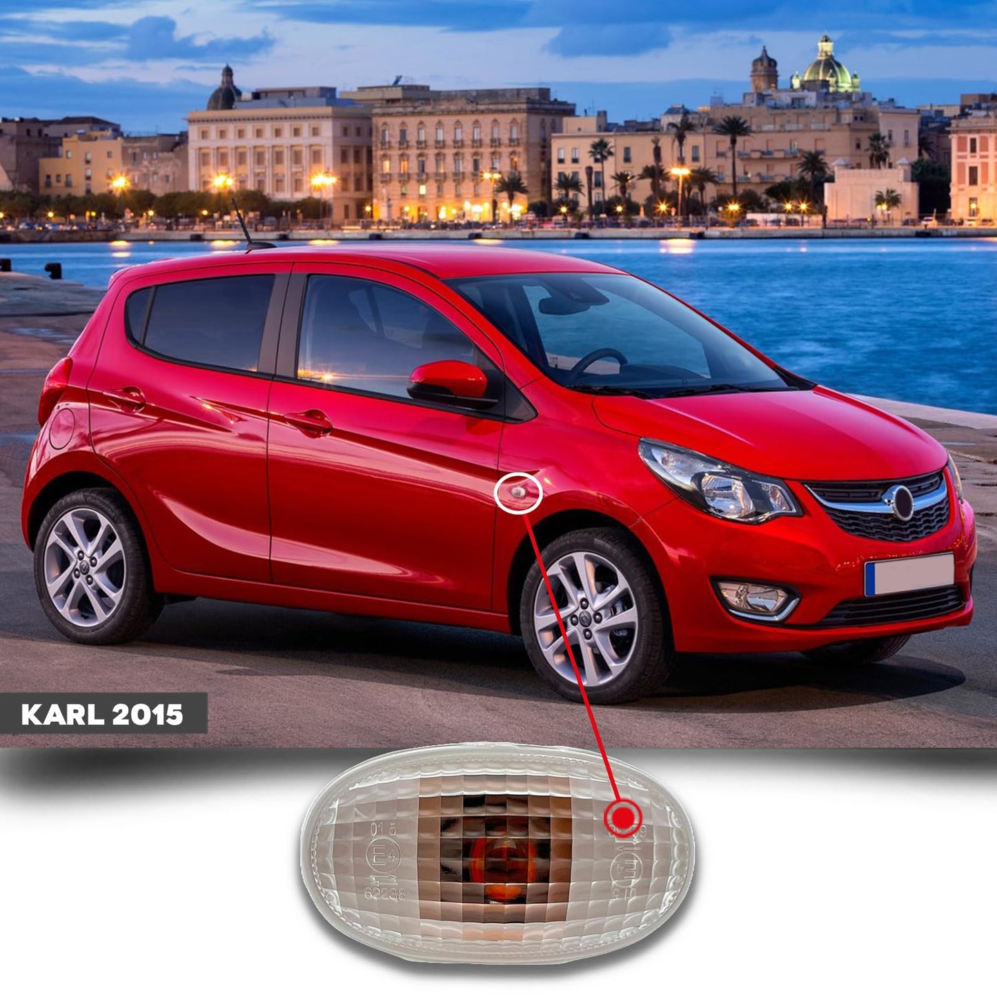 CG94 - Fanale Laterale Compatibile per Auto C. SPARK 2010-2013 - O. KARL 2015 Bianco DX=SX