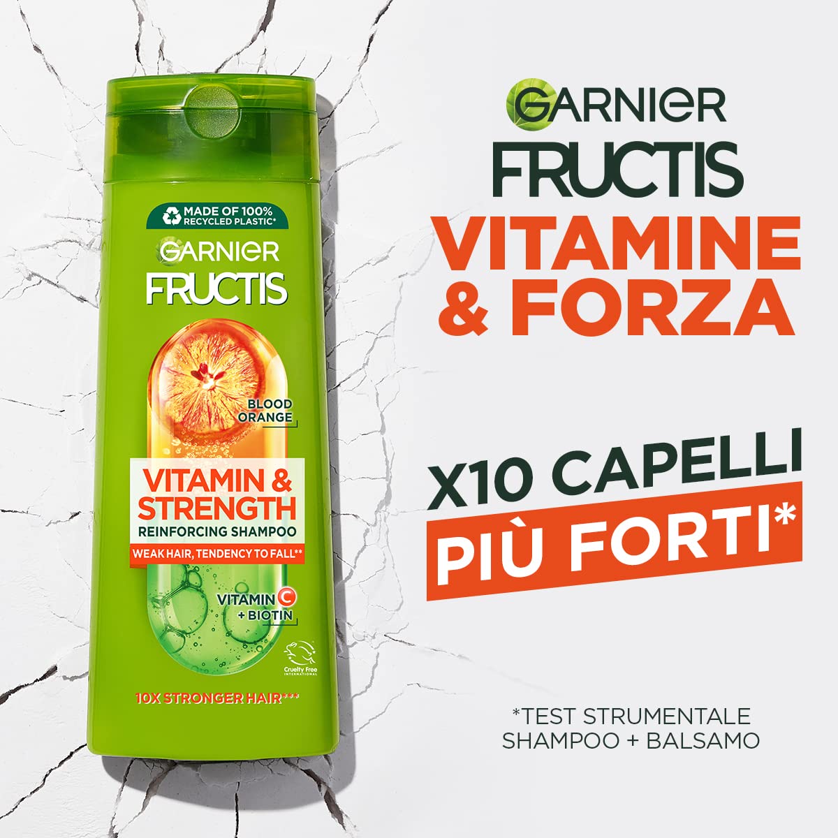 Garnier Fructis Vitamine&Forza, Shampoo Fortificante per Capelli Fragili e Soggetti a Rottura, Formula Arricchita con Vitamine per Capelli 10 Volte più Forti, 250 ml