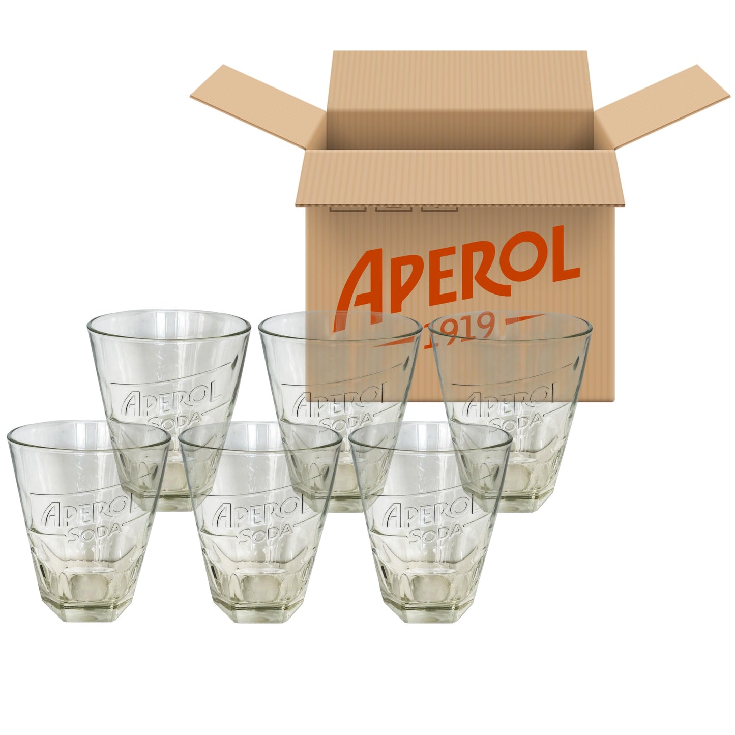 Aperol - Bicchieri in Vetro Aperitivo Alcolico Soda | Confezione da 6 Bicchieri in vetro