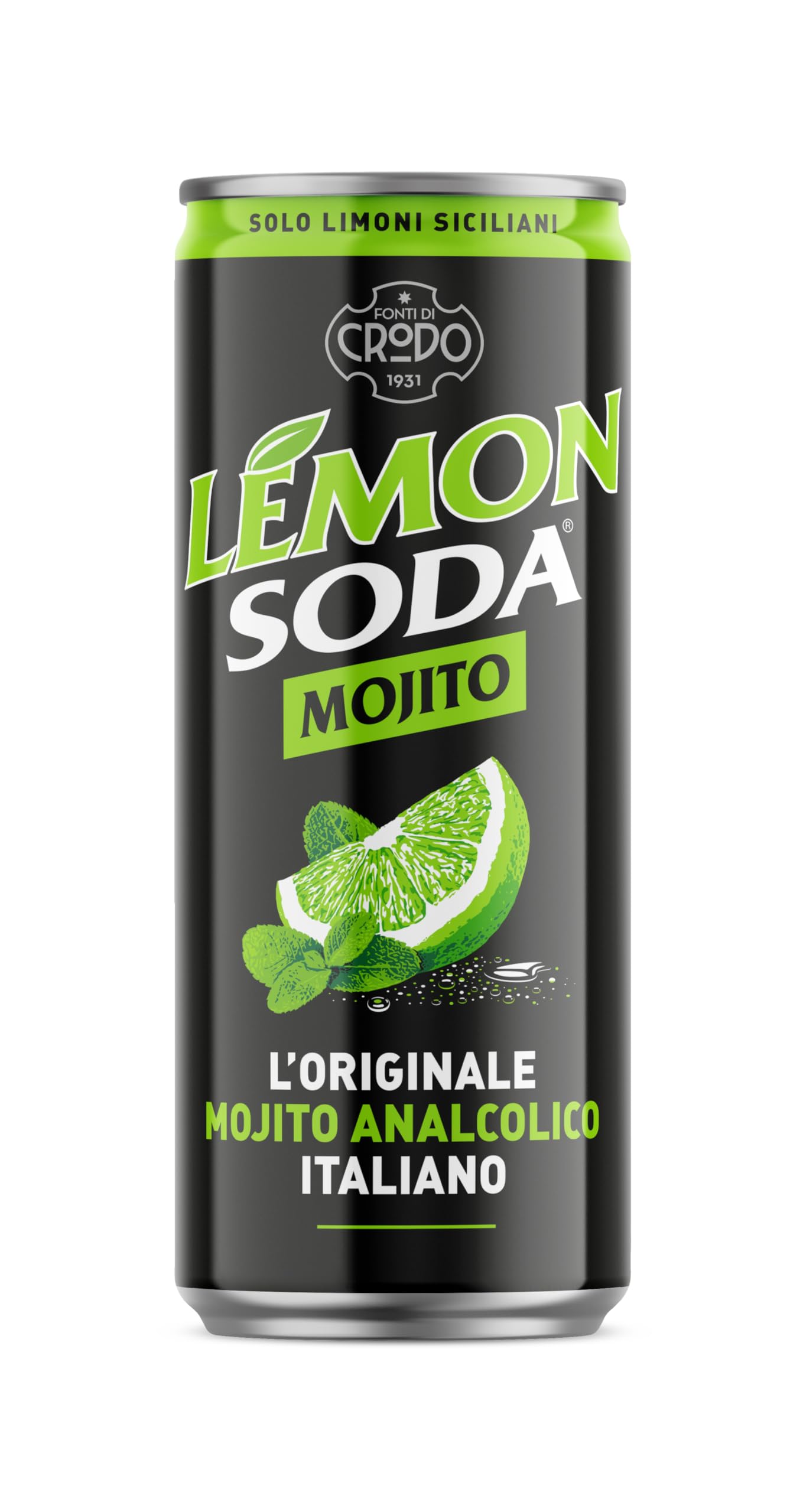 Lemonsoda | Mojito Soda, 24 Lattine da 33 cl, L'Originale Mojito Analcolico Italiano, Gusto di Menta Fresca e Lime