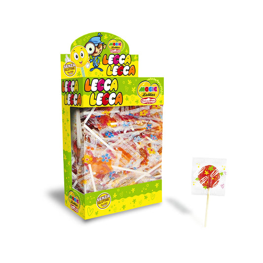 CASA DEL DOLCE Magic Lollies Piatto, Lecca Lecca al Gusto Frutta, Box da 200 Pezzi, Incartati Singolarmente, Senza Lattosio e Glutine, Idee Regalo per Feste