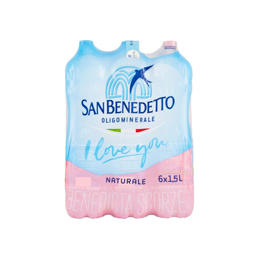 Acqua San Benedetto Naturale 1,5l x 6 | Acqua Minerale Naturale Fonte Benedicta | Confezione da 6 Bottiglie di PET da 1500ml