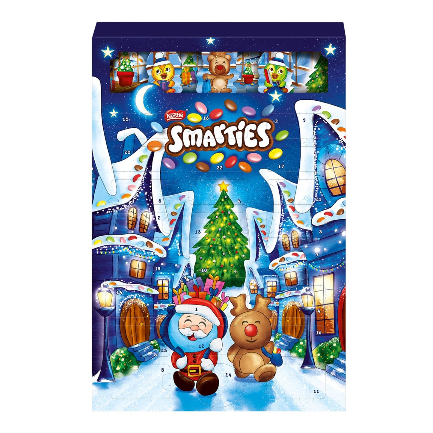 SMARTIES Calendario Avvento 2025 Personaggi di Cioccolato al Latte con Confetti al Cioccolato 193,9g