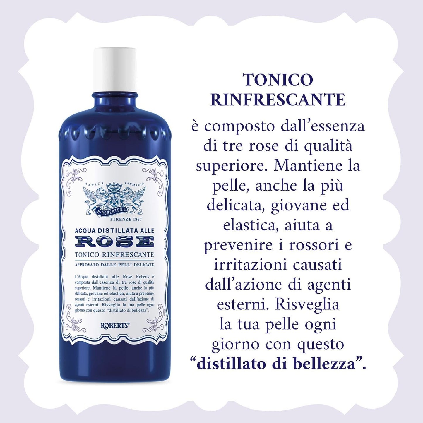 Acqua alle Rose, Tonico Viso con Acqua Distillata Alle Rose - Formula Rinfrescante con Proprietà Idratanti e Tonificanti, Rende la Pelle Giovane ed Elastica - 1 Confezione da 100 ml