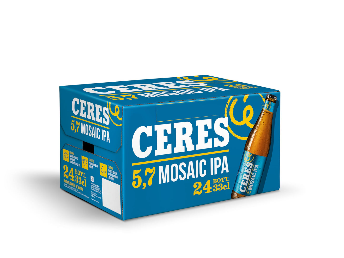 Ceres Mosaic Ipa - 24 Bottiglie da 33 cl, Birra Indian Pale Ale, Gradazione Alcolica 5,7°C, Gusto Intenso ed Armonioso, Piacevolmente Amara