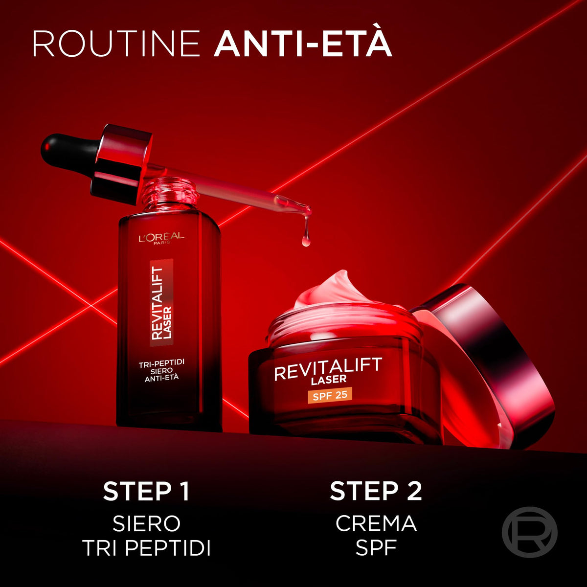 L'Oréal Paris Crema Viso Giorno Revitalift Laser SPF25, Per Tutti i Tipi di Pelle, Azione Antirughe e Anti-Macchie, Pelle più Soda e Tonica, Con Acido Ialuronico, Vitamina C e Pro-Retinolo, 50 ml