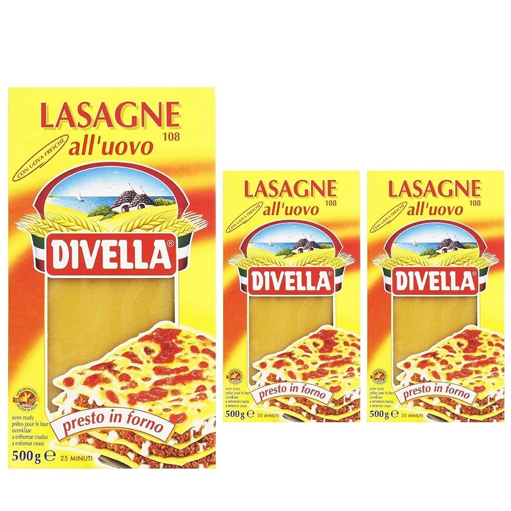 Divella Lasagne All Uovo 3 Pezzi Da 500 Grammi
