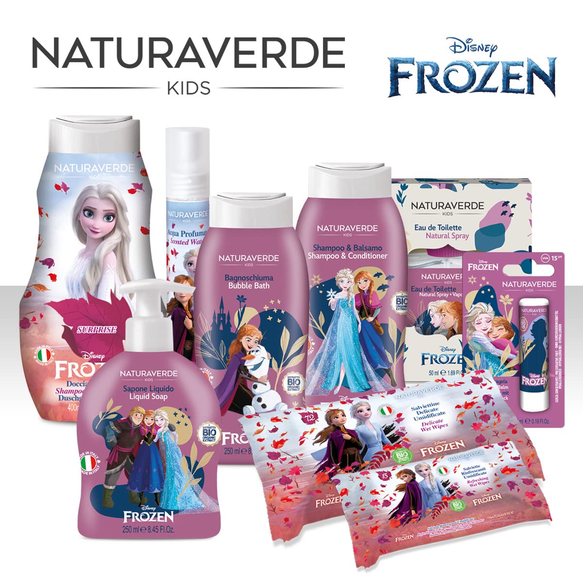 Naturaverde | Kids - Disney Frozen - Burrocacao alla Fragola, Burro Cacao Bambina con Burro di Karité BIO, con Filtri UVA-UVB - SPF 15, Lipstick da 5,7ml