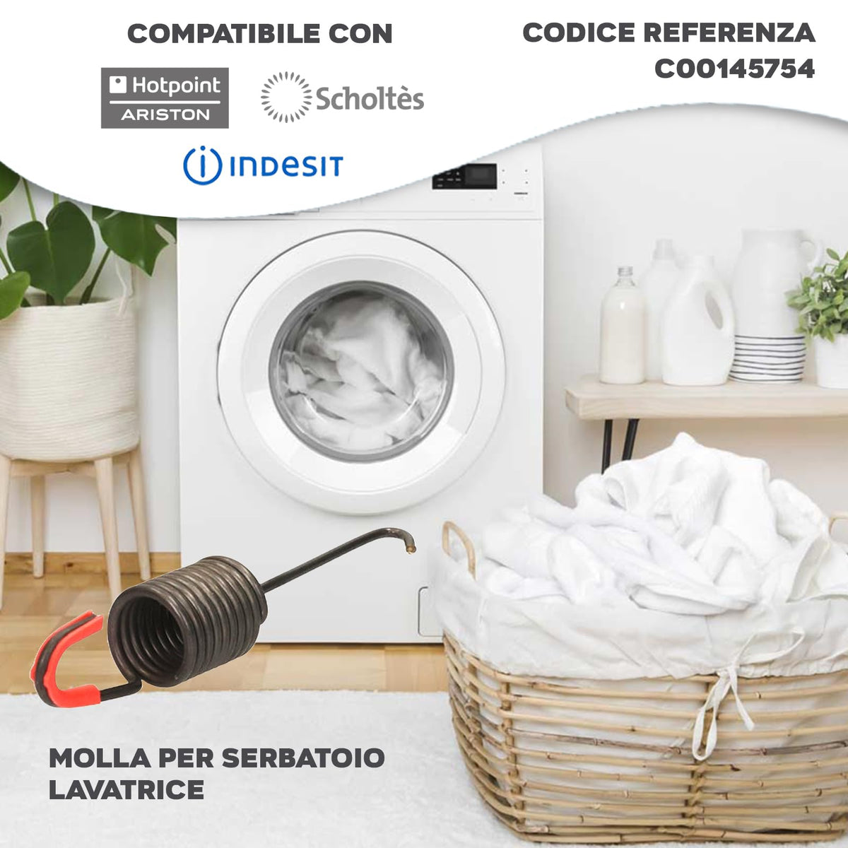 CG94 - Molla per serbatoio Lavatrice Compatibile ARI_STON HOT_POINT - INDE_SIT - SCHOL_TES