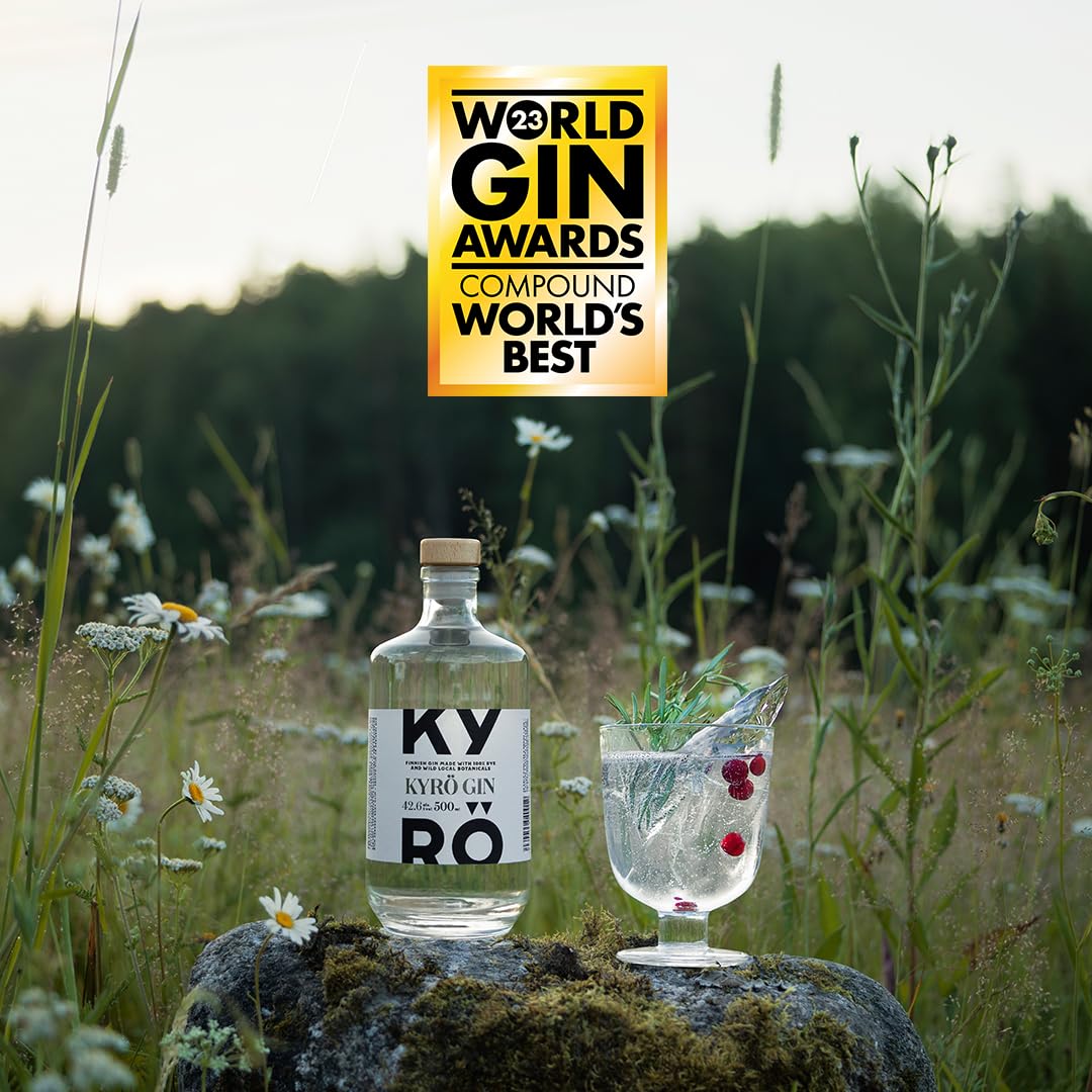 Kyrö - Gin Finlandese, Distillato di Segale con Aggiunta di 20 Botaniche, Senza Glutine, Bottiglia in Vetro da 500 ml