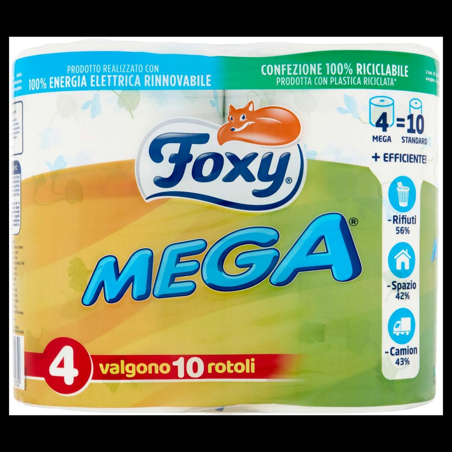 Foxy Carta Igienica Mega Decorata, Confezione da 4