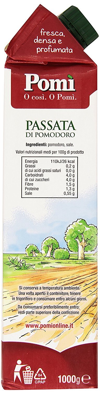 Pomi - Passata di Pomodoro, fresca, densa e profumata - 1000 gr x 6 pezzi