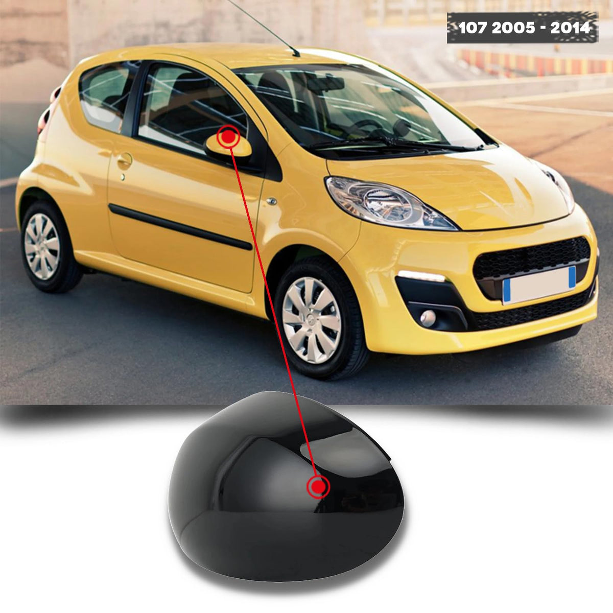 CG94 - Calotta Specchietto Retrovisore Esterno per Auto C. C1 - P. 107 - T. AYGO dal 2005 al 2014 (Lato Destro)
