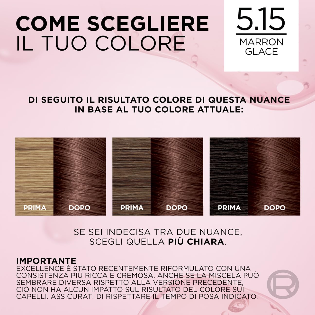L’Oréal Paris Colorazione Triplo Trattamento Excellence, Con Acido Ialuronico, 100% Copertura Capelli Bianchi, Per Capelli Più Idratati, Marron Glacé (5,15)
