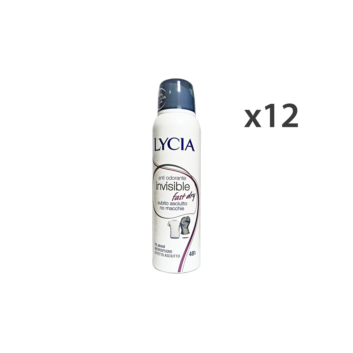 Set 12 LYCIA Deodorante Spray INVISIBLE FAST DRY 150 Ml. Cura del corpo