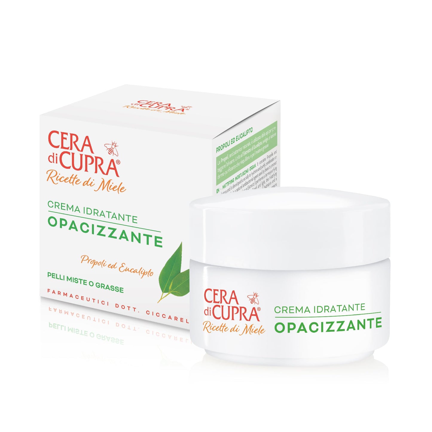 Cera di Cupra, Crema Idratante Opacizzante, Crema Fresca e Leggera, Assicura il Giusto Grado di Idratazione alla Pelle, Made in Italy, Dermatologicamente Testata, Vasetto da 50 ml