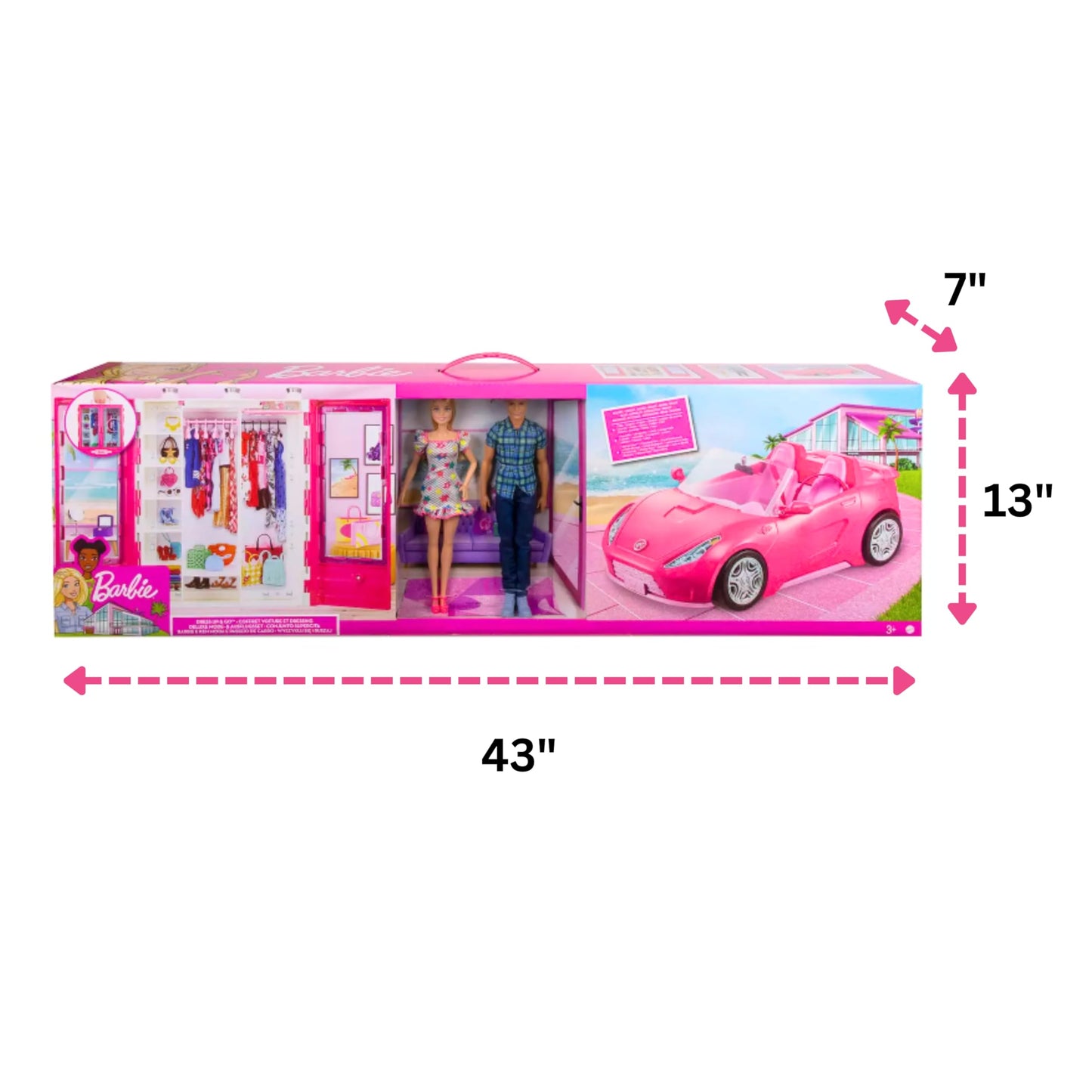 Mattel - Set Barbie + Ken + Auto Cabrio + Armadio (Accessori Non Inclusi)