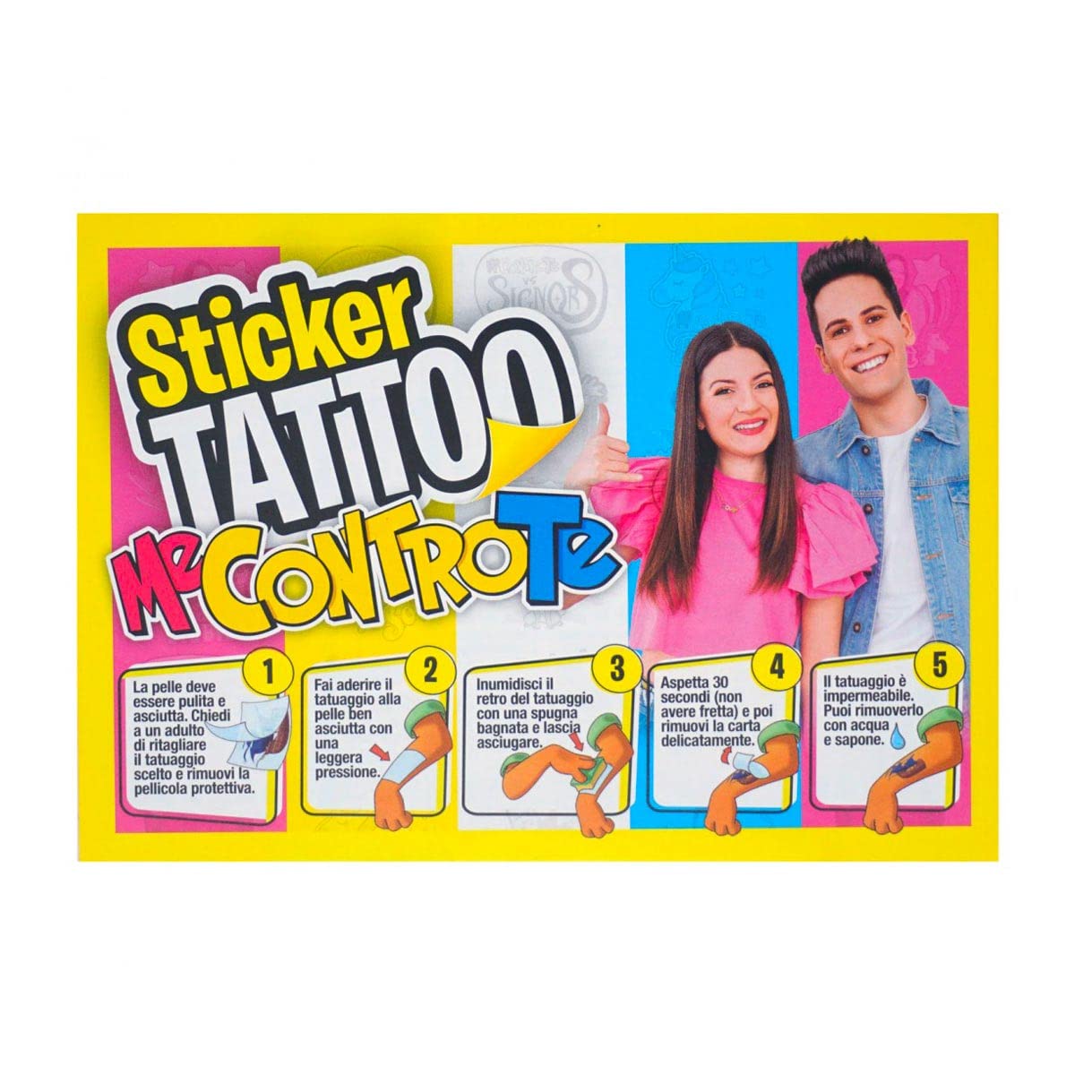 Me Contro Te 15 Sticker Tattoo di cui 3 Maxi - 1 BUSTINA Tatuaggi Temporanei per Bambino e Bambina Originali Lui E Sofi