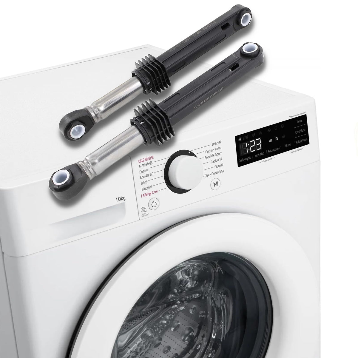 CG94 - AMMORTIZZATORE PER LAVATRICE - FORI: Ø11MM+11MM. LUNGHEZZA: MAX. 280, MIN. 190MM. 100N.