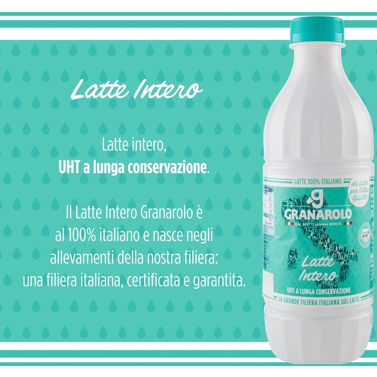 Granarolo, Latte Intero UHT da Latte Crudo per l'Alta Qualità 1 lt, 6 Confezioni di Latte Italiano, Mantiene lo Stesso Quantitativo di Proteine del Latte di Partenza grazie al Trattamento Termico